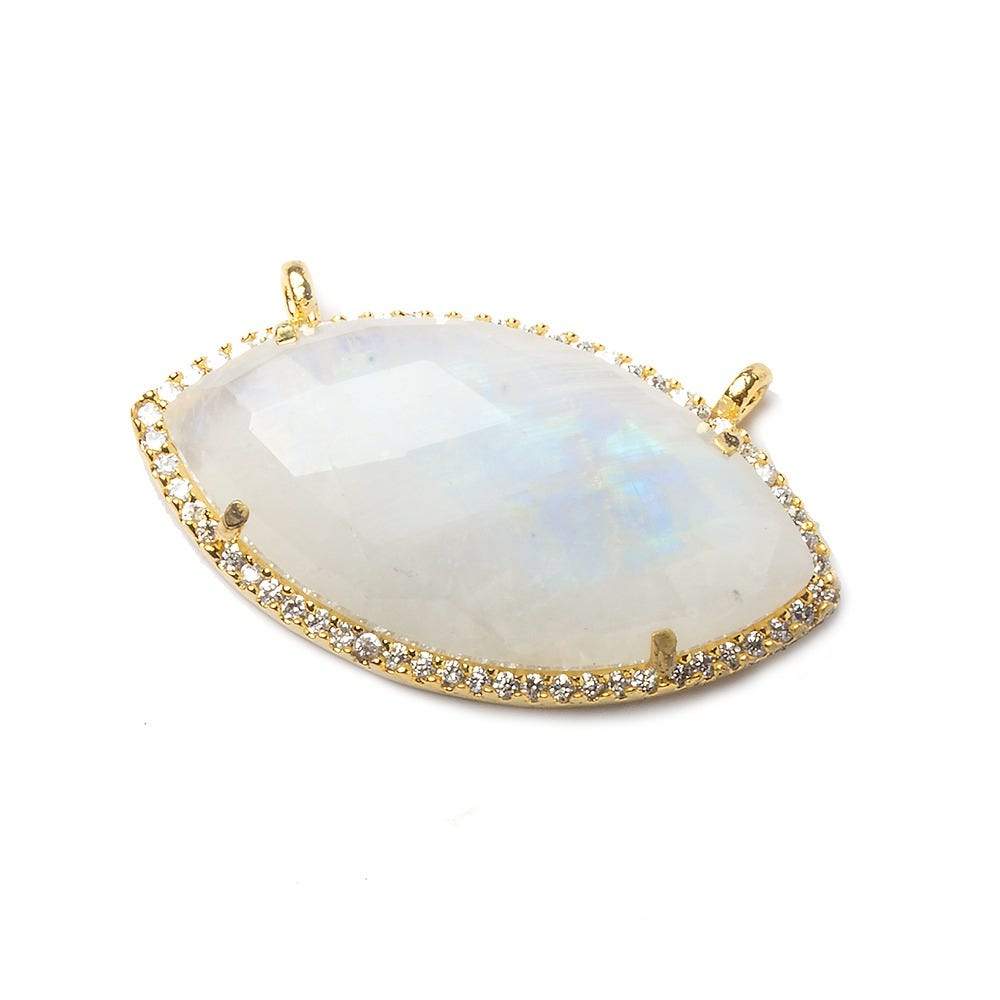 32x17mm Vermeil Bezel CZ & Rainbow Moonstone Marquise Connector 1 piece (ONLINE ORDER ONLY)