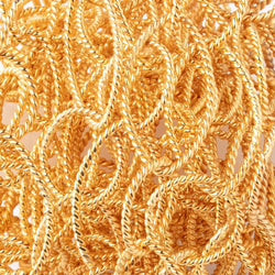 32x18mm & 19mm 22kt Gold Plated Twisted Satin Marquise & Round Link Chain (ONLINE ORDER ONLY)