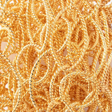 32x18mm & 19mm 22kt Gold Plated Twisted Satin Marquise & Round Link Chain (ONLINE ORDER ONLY)