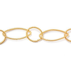 32x18mm & 19mm 22kt Gold Plated Twisted Satin Marquise & Round Link Chain (ONLINE ORDER ONLY)
