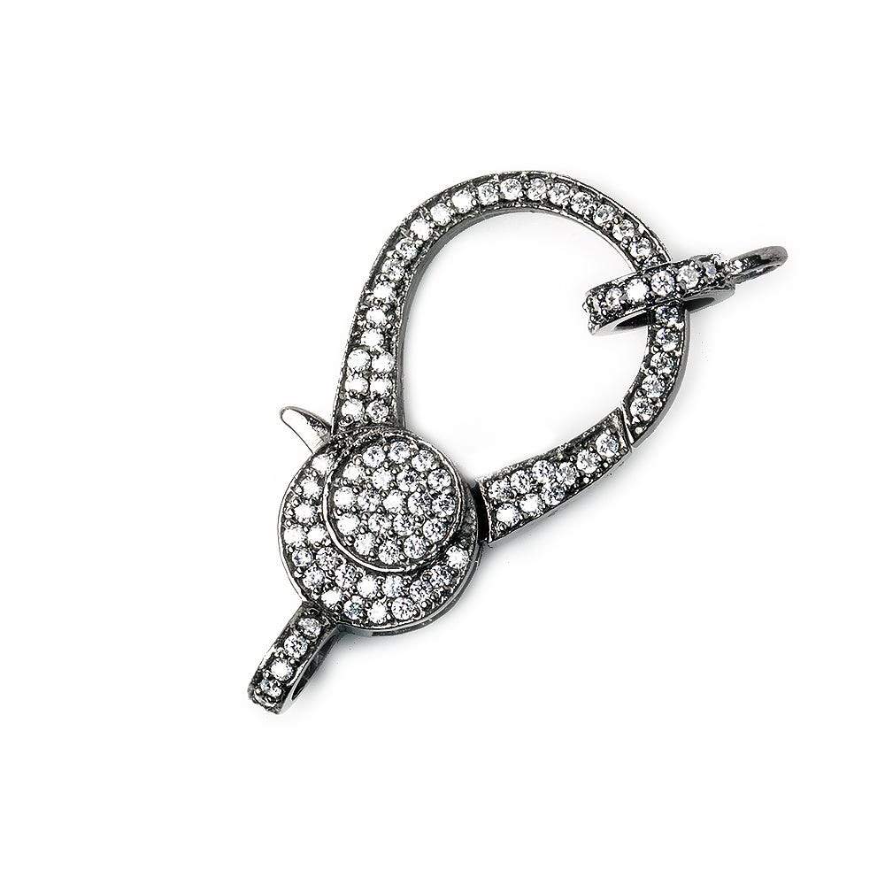 32x18mm Black Gold .925 Silver Pave CZ Lobster Clasp with CZ Ring 1 piece (ONLINE ORDER ONLY)