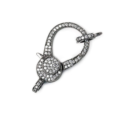 32x18mm Black Gold .925 Silver Pave CZ Lobster Clasp with CZ Ring 1 piece (ONLINE ORDER ONLY)