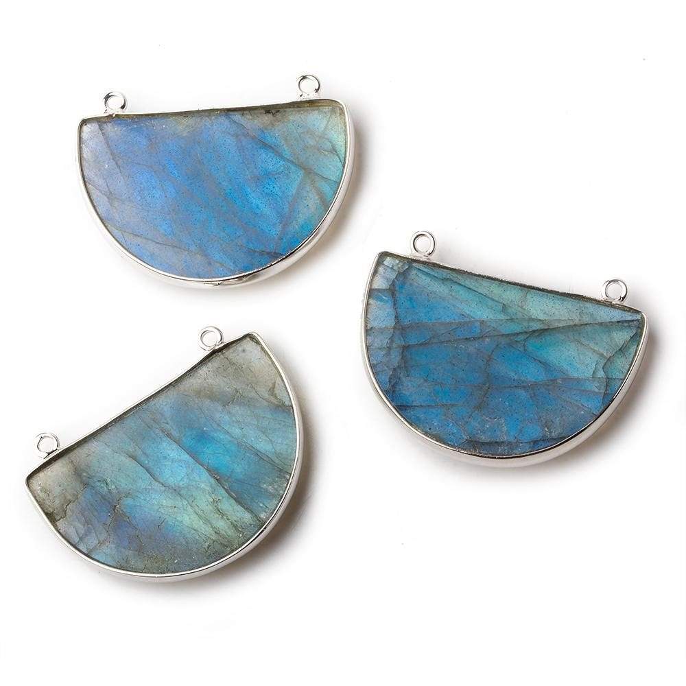 32x21mm Silver .925 Bezel Labradorite Faceted Half Moon East West Connector 1 piece (ONLINE ORDER ONLY)