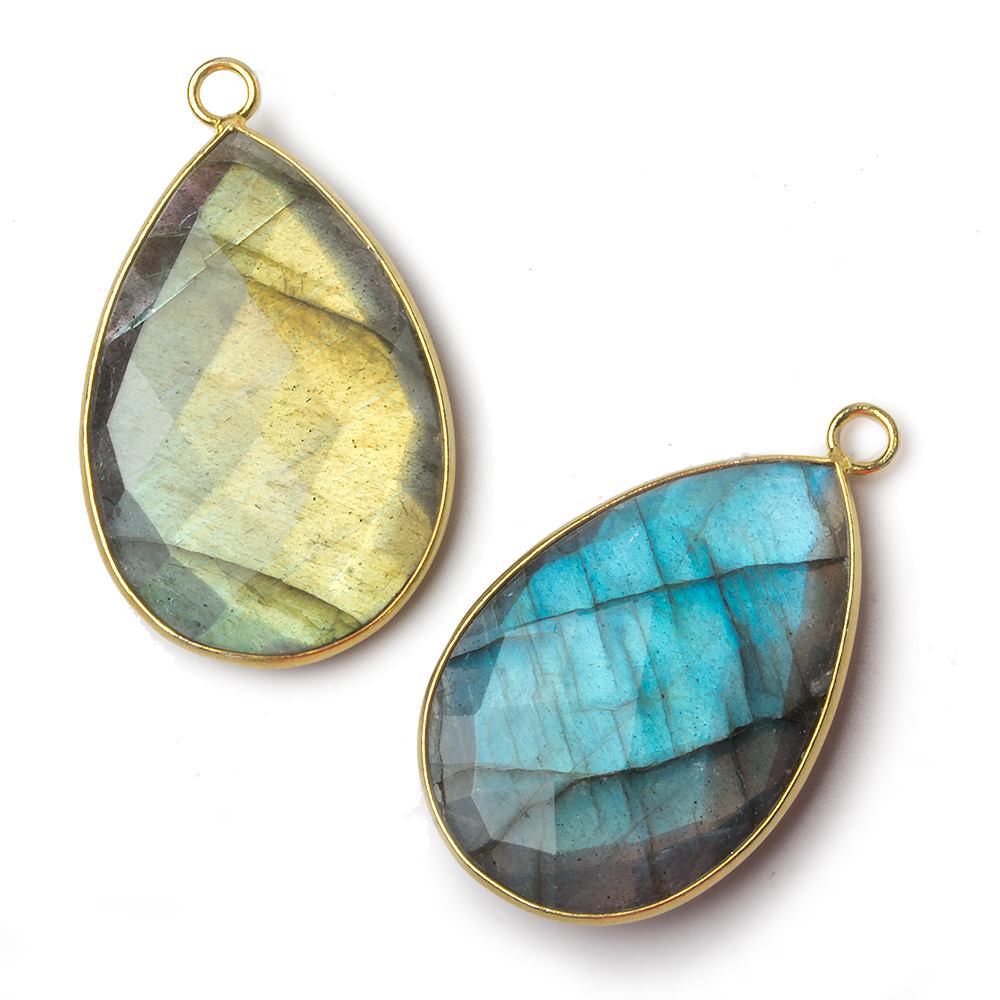 32x21mm Vermeil Bezel Labradorite faceted pear Pendant 1 piece (ONLINE ORDER ONLY)