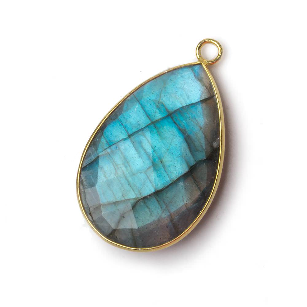 32x21mm Vermeil Bezel Labradorite faceted pear Pendant 1 piece (ONLINE ORDER ONLY)