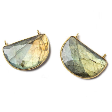 32x21x7mm Vermeil Labradorite Gold Flash Half Moon Connector 1 piece (ONLINE ORDER ONLY)