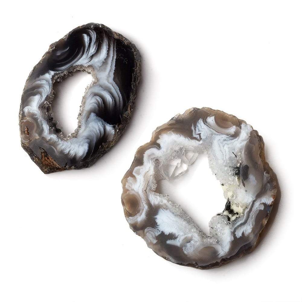 32x22.5-31x31mm Occo Agate with Drusy Slice without drill hole 2 pieces (ONLINE ORDER ONLY)