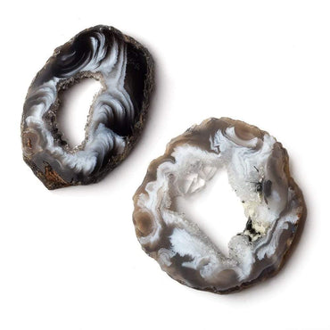 32x22.5-31x31mm Occo Agate with Drusy Slice without drill hole 2 pieces (ONLINE ORDER ONLY)