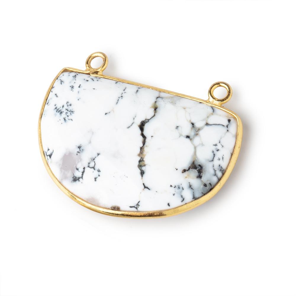 32x22mm Vermeil Bezel Dendritic Opal Faceted Half Moon Connector 1 piece (ONLINE ORDER ONLY)