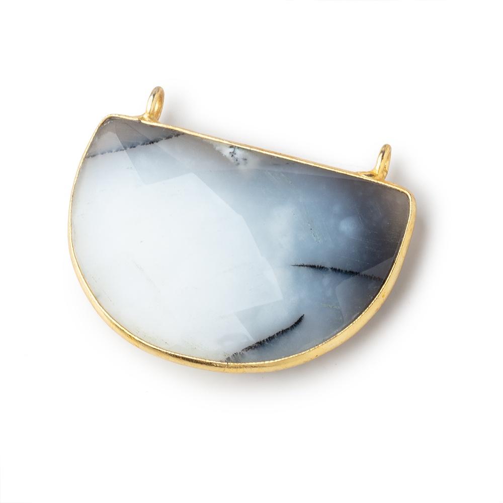 32x22mm Vermeil Bezel Dendritic Opal Half Moon East West Connector 1 Focal Piece (ONLINE ORDER ONLY)