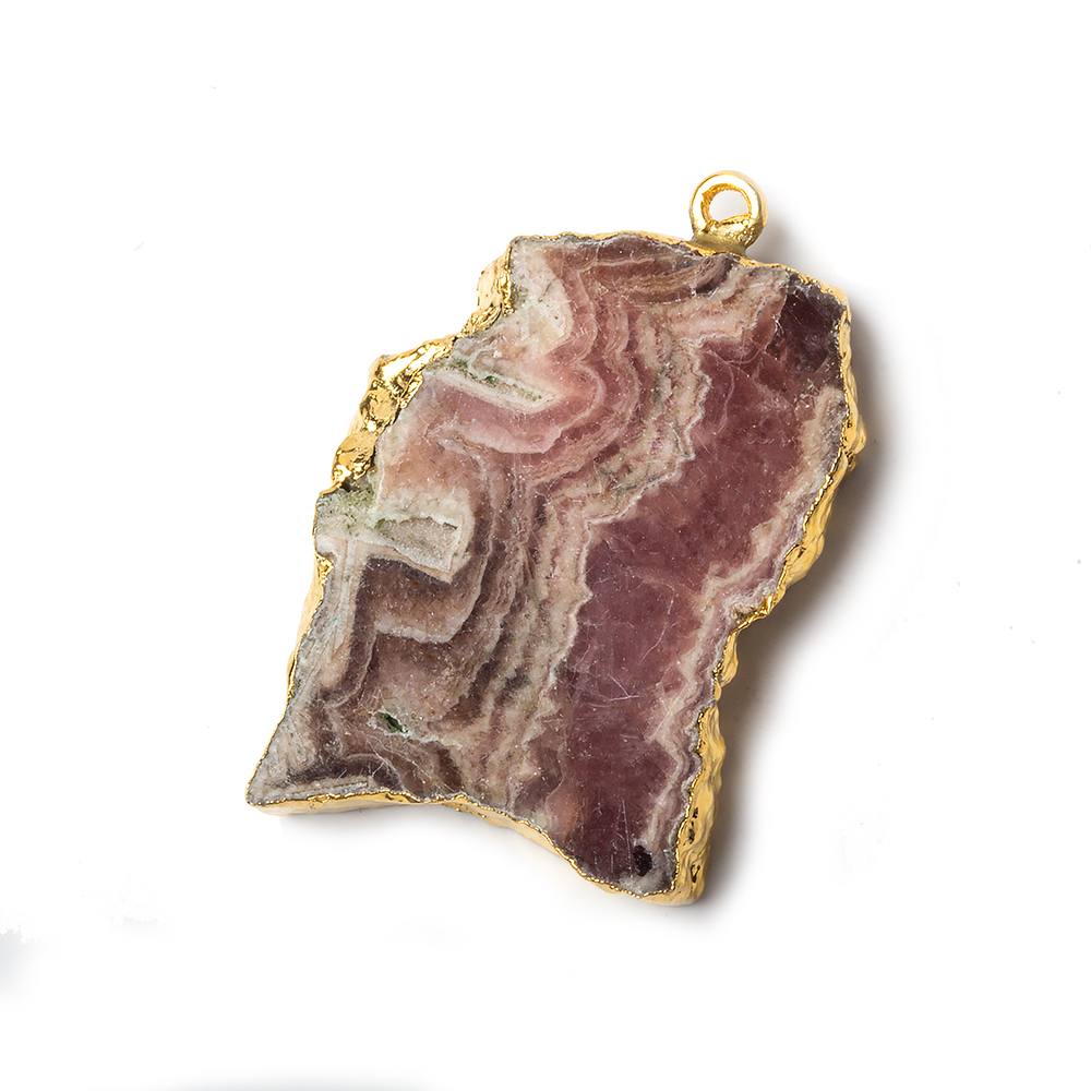 32x22x5mm Gold Leafed Rhodochrosite Slice Focal Bead (ONLINE ORDER ONLY)
