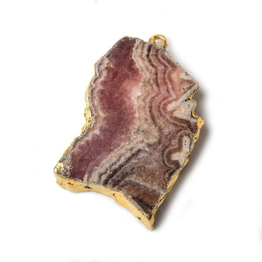 32x22x5mm Gold Leafed Rhodochrosite Slice Focal Bead (ONLINE ORDER ONLY)