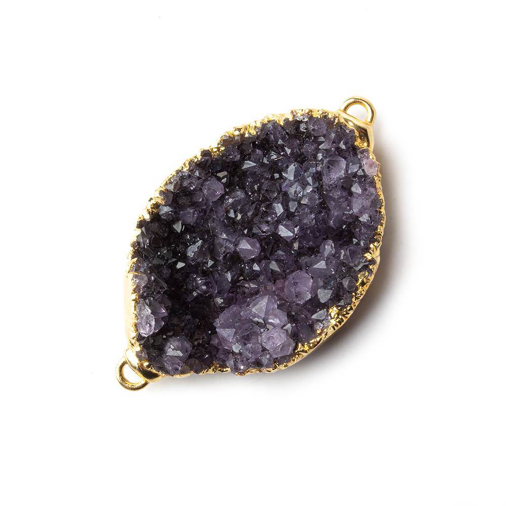 32x22x7mm Gold Leaf Edged Amethyst Drusy East West Connector 1 piece (ONLINE ORDER ONLY)