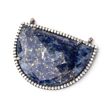 32x23mm Black Gold CZ Bezel Lapis Lazuli Half Moon Connector 1 Focal Bead (ONLINE ORDER ONLY)