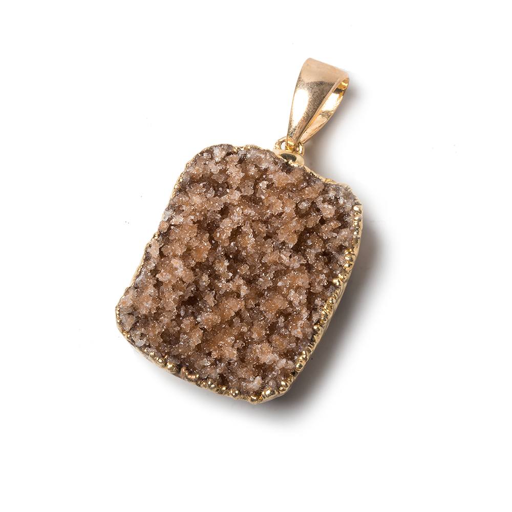 32x23x9mm Gold Leaf Cinnamon Sugar Agate Drusy Pendant & Bail (ONLINE ORDER ONLY)
