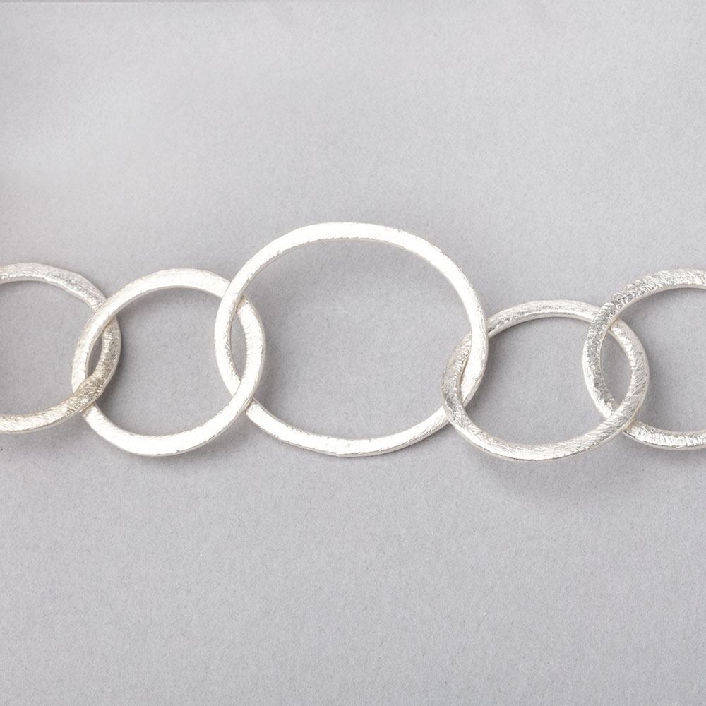 32x24mm and 21mm Silver plated Brushed Oval and Round Link Chain by the foot (ONLINE ORDER ONLY)