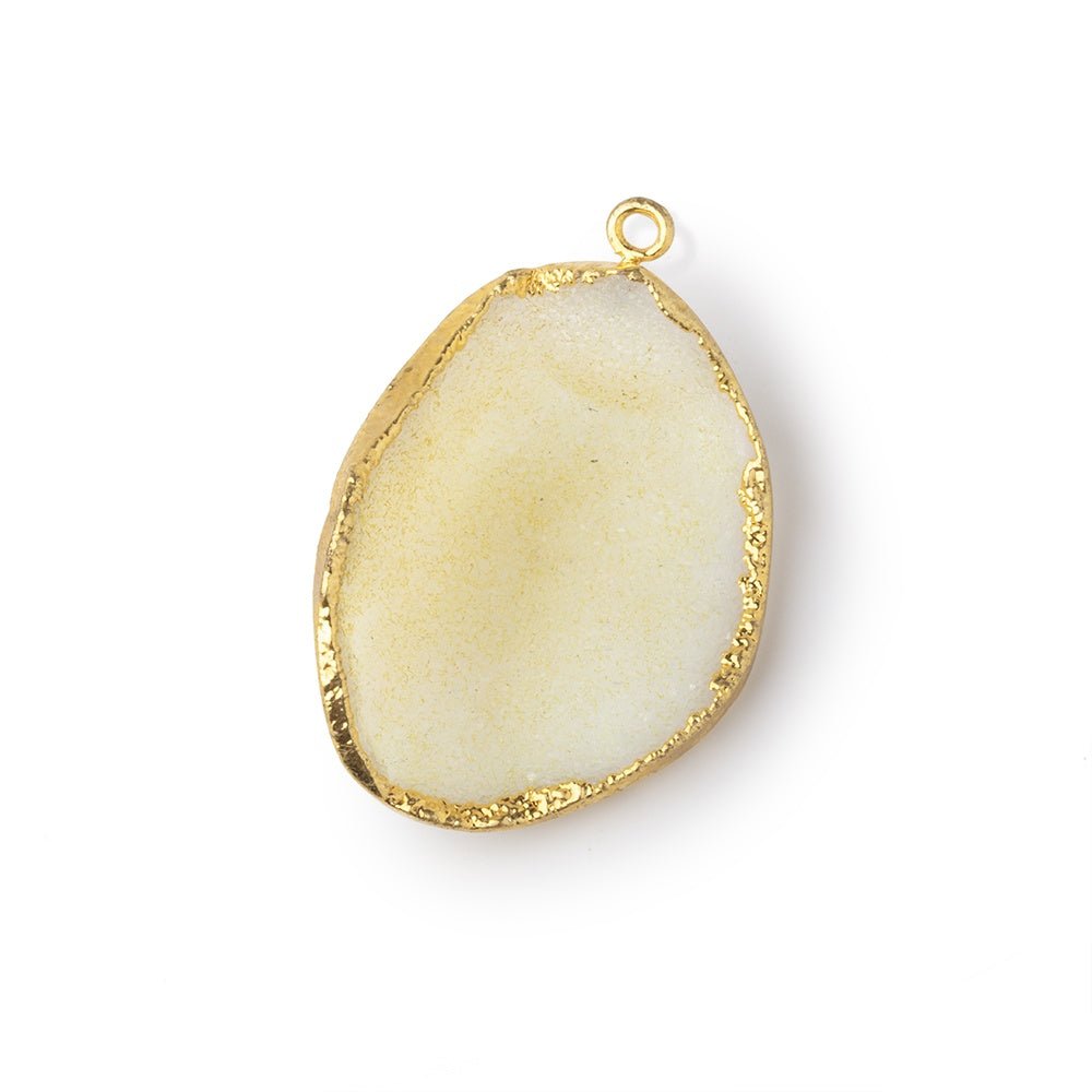 32x25mm Gold Leafed Cream Concave Drusy Pendant 1 focal piece (ONLINE ORDER ONLY)
