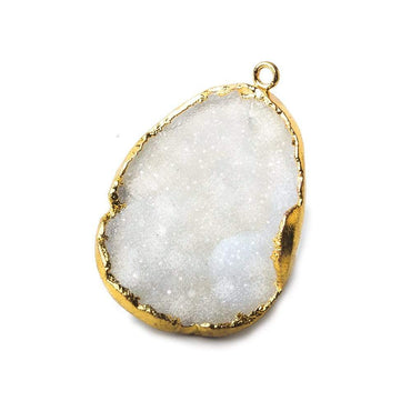 32x25x13mm Gold Leafed White Concave Drusy Focal Pendant 1 piece (ONLINE ORDER ONLY)