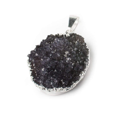 32x25x8mm Silver Leafed Amethyst Crystals Focal Bead with Bail (ONLINE ORDER ONLY)