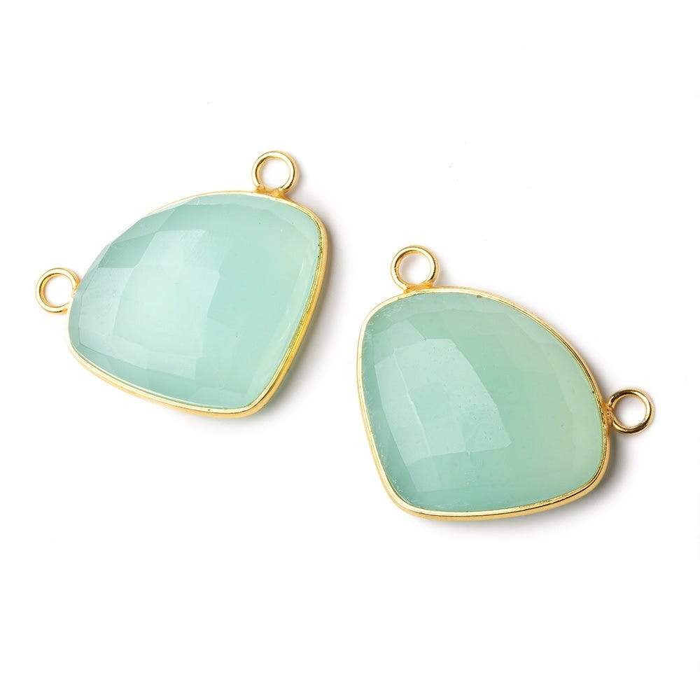 32x26mm Vermeil Bezel Sea Green Chalcedony Cleftless Heart Connector 1 piece (ONLINE ORDER ONLY)