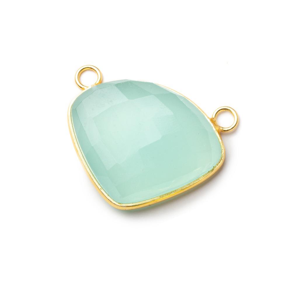 32x26mm Vermeil Bezel Sea Green Chalcedony Cleftless Heart Connector 1 piece (ONLINE ORDER ONLY)