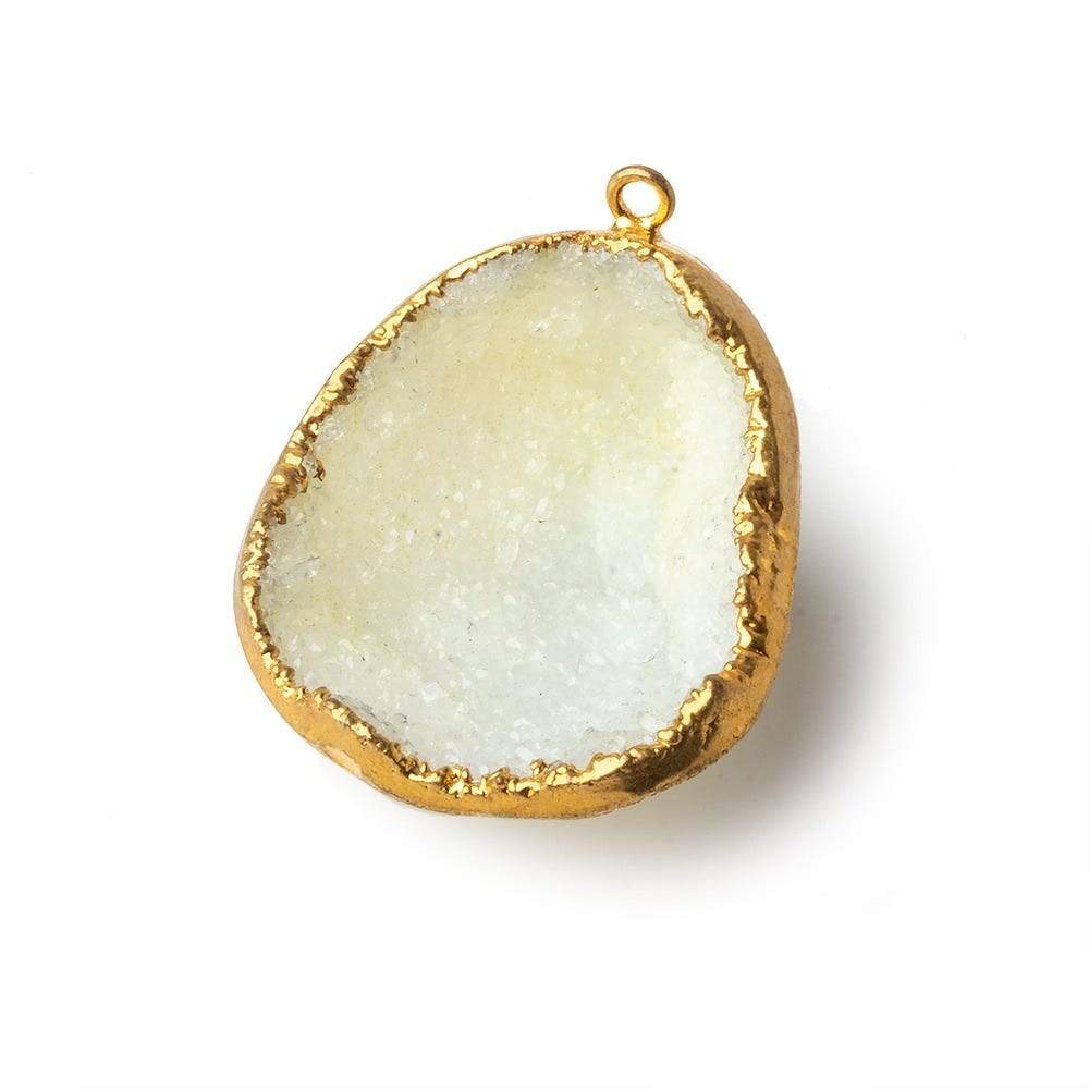 32x27x13mm Gold Leafed Lemon Yellow Concave Drusy Focal Pendant 1 piece (ONLINE ORDER ONLY)