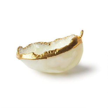 32x27x13mm Gold Leafed Lemon Yellow Concave Drusy Focal Pendant 1 piece (ONLINE ORDER ONLY)