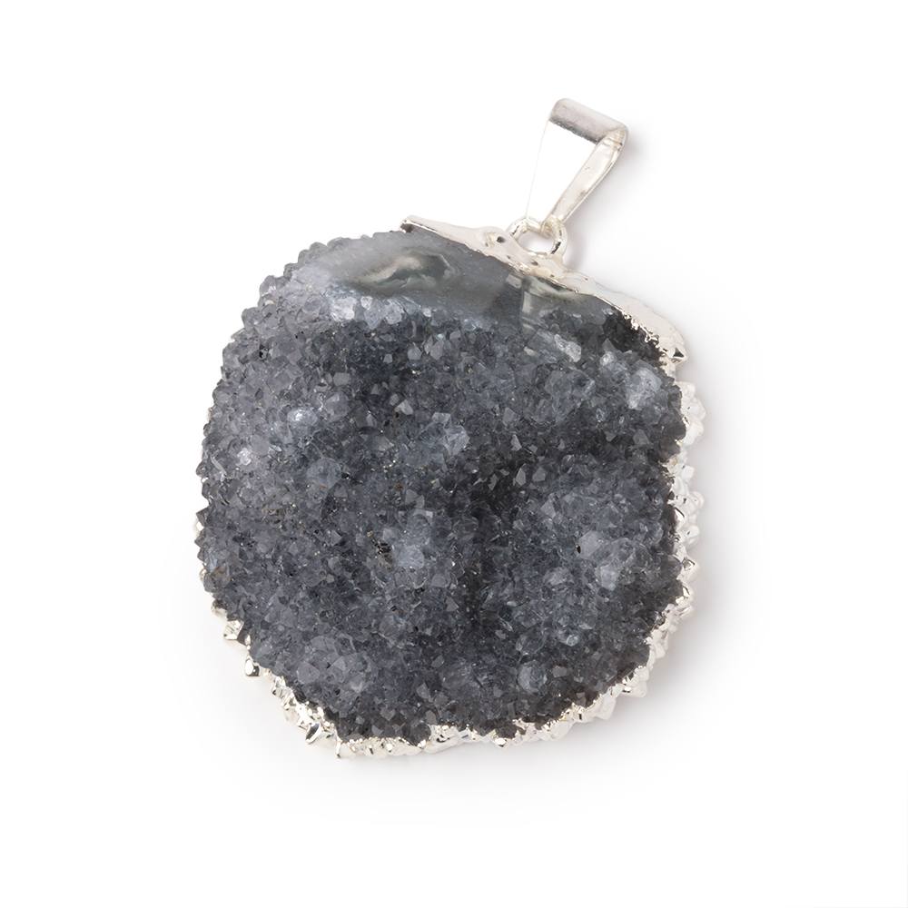 32x31mm Silver Leafed Blue Gray Convex Drusy Pendant 1 focal piece (ONLINE ORDER ONLY)