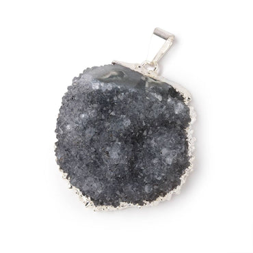 32x31mm Silver Leafed Blue Gray Convex Drusy Pendant 1 focal piece (ONLINE ORDER ONLY)