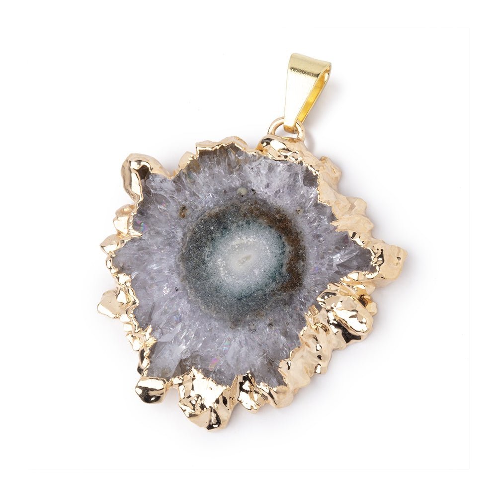 32x33mm Gold Leafed Amethyst Solar Quartz Slice Pendant 1 focal piece (ONLINE ORDER ONLY)