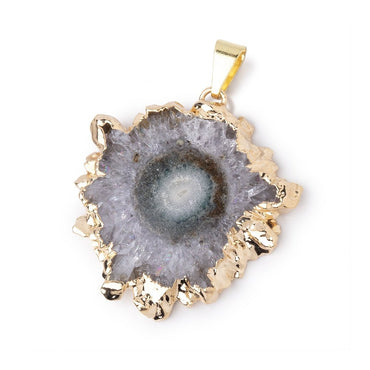 32x33mm Gold Leafed Amethyst Solar Quartz Slice Pendant 1 focal piece (ONLINE ORDER ONLY)