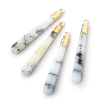 32x5-38x7mm Gold Leafed Dendritic Opal Pear Pendant 1 focal piece (ONLINE ORDER ONLY)