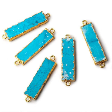 32x8mm Gold Leafed Turquoise Howlite Plain Bar Connector 1 piece (ONLINE ORDER ONLY)