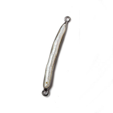 33-36x5mm Black Gold Bezeled Biwa Pearl Connector 1 piece (ONLINE ORDER ONLY)