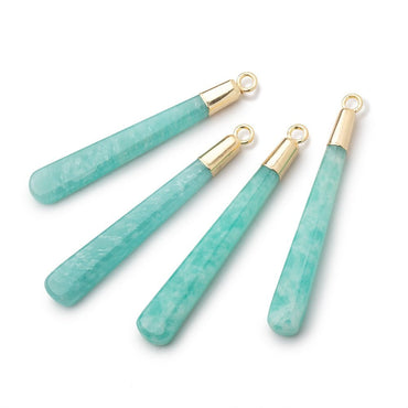 33-39mm Gold Leafed Amazonite Pear Pendant 1 focal piece (ONLINE ORDER ONLY)