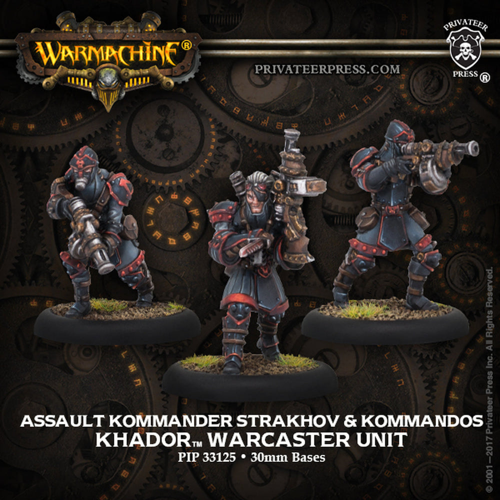 Warmachine: Khador Assault Kommander Strakhov & Kommandos - Khador Warcaster Unit (ONLINE ORDER ONLY)