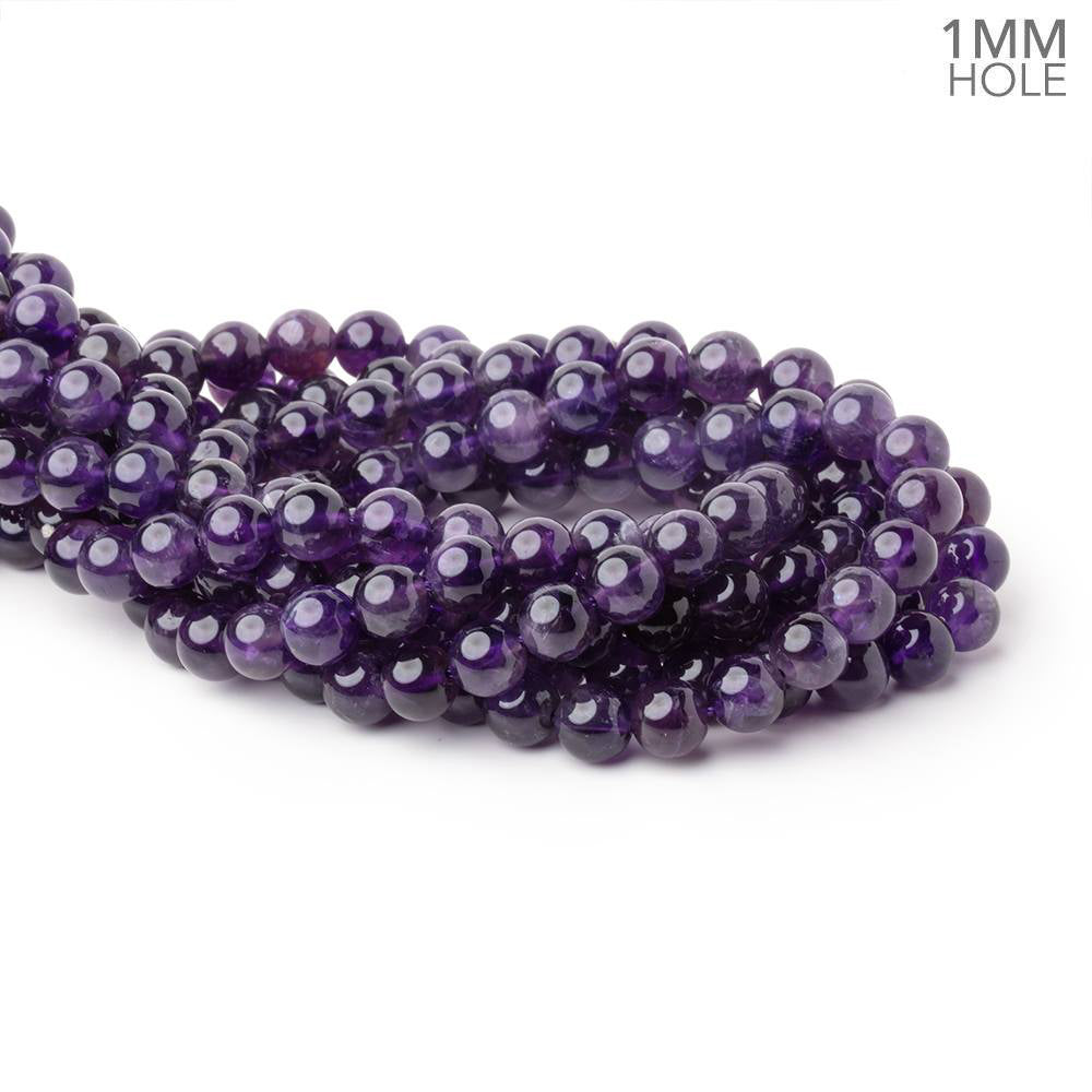 8mm Amethyst Plain Round Beads 14.5 inch 48 pieces 1mm hole A (ONLINE ORDER ONLY)