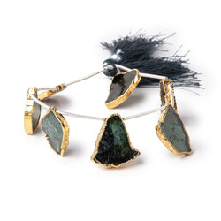 20x11-23x16mm Gold Leaf Tourmaline Natural Crystal Slice Beads 7 pieces (ONLINE ORDER ONLY)