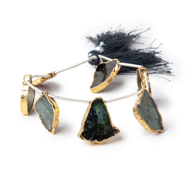20x11-23x16mm Gold Leaf Tourmaline Natural Crystal Slice Beads 7 pieces (ONLINE ORDER ONLY)