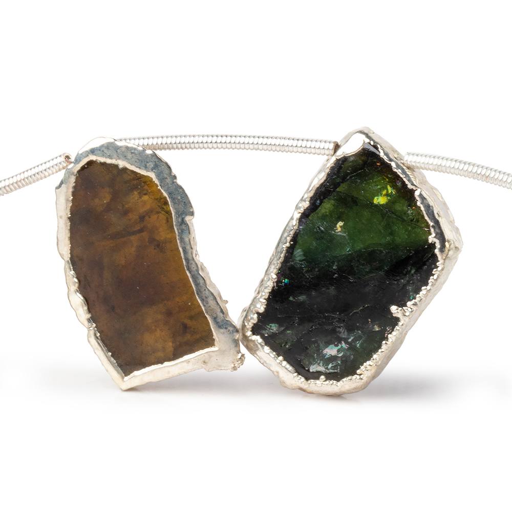 19x19-27x15mm Silver Leaf Tourmaline Natural Crystal Slice Beads 8 pieces (ONLINE ORDER ONLY)
