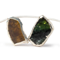 19x19-27x15mm Silver Leaf Tourmaline Natural Crystal Slice Beads 8 pieces (ONLINE ORDER ONLY)