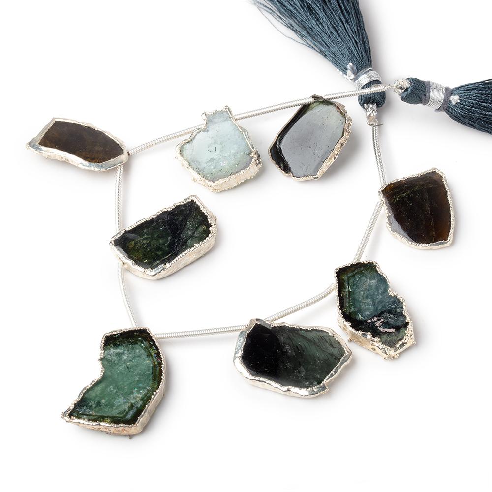19x19-27x15mm Silver Leaf Tourmaline Natural Crystal Slice Beads 8 pieces (ONLINE ORDER ONLY)