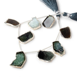19x19-27x15mm Silver Leaf Tourmaline Natural Crystal Slice Beads 8 pieces (ONLINE ORDER ONLY)