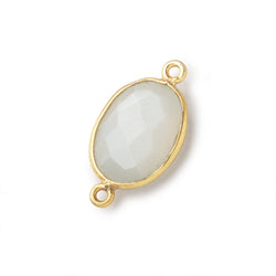 17x13mm Vermeil Bezel White Moonstone Faceted Oval Connector 1 piece (ONLINE ORDER ONLY)