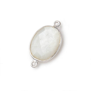 17x13mm Silver .925 Bezel White Moonstone Faceted Oval Connector 1 piece (ONLINE ORDER ONLY)