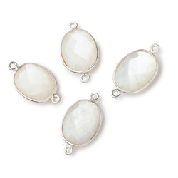 17x13mm Silver .925 Bezel White Moonstone Faceted Oval Connector 1 piece (ONLINE ORDER ONLY)