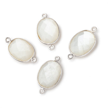 17x13mm Silver .925 Bezel White Moonstone Faceted Oval Connector 1 piece (ONLINE ORDER ONLY)