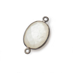 17x13mm Black Gold .925 Bezel White Moonstone Faceted Oval Connector 1 piece (ONLINE ORDER ONLY)