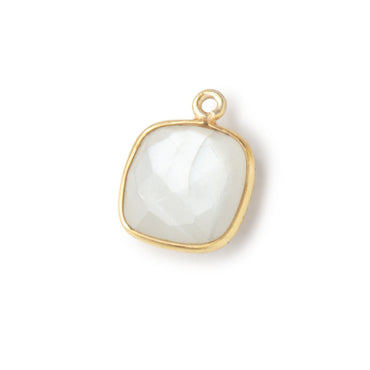 13x13mm Vermeil Bezeled White Moonstone faceted pillow Pendant 1 piece (ONLINE ORDER ONLY)