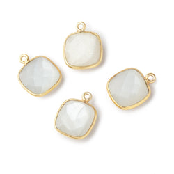 13x13mm Vermeil Bezeled White Moonstone faceted pillow Pendant 1 piece (ONLINE ORDER ONLY)